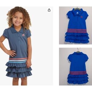 NEW Adidas Ruffle Logo Blue Royal Skirt polo dress Girls 2T